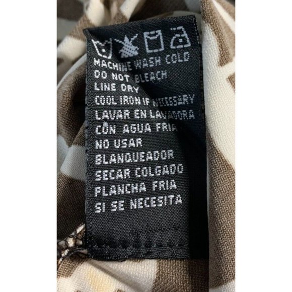 PERCEPTIONS NEW YORK Size 12 Brown Floral Wrap STRETCH DRESS SHORT SLEEVES Belt - Picture 4 of 7